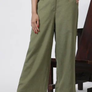 olive green office look straight trouser