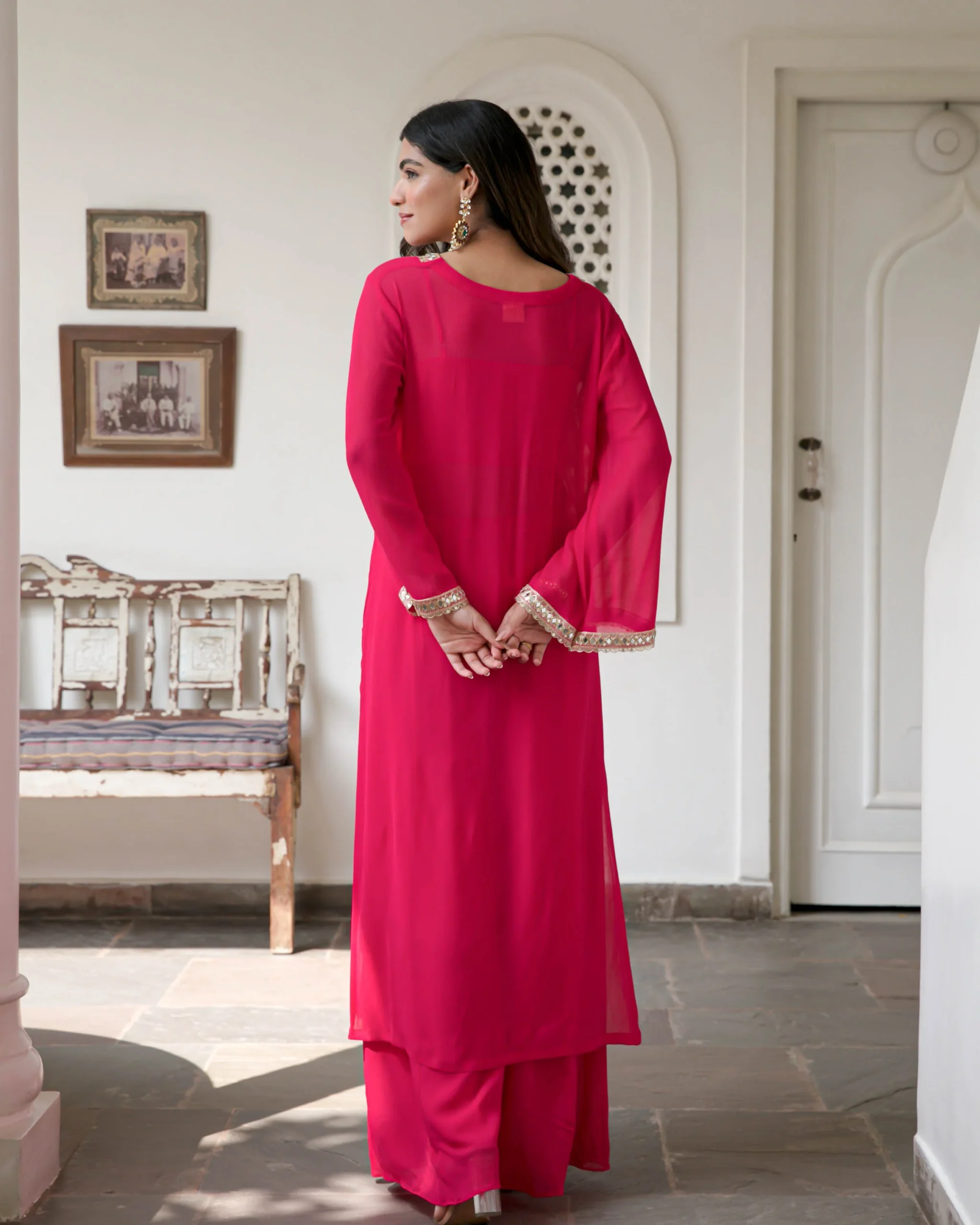 pink georgette kurta pants pink georgette kurta pants