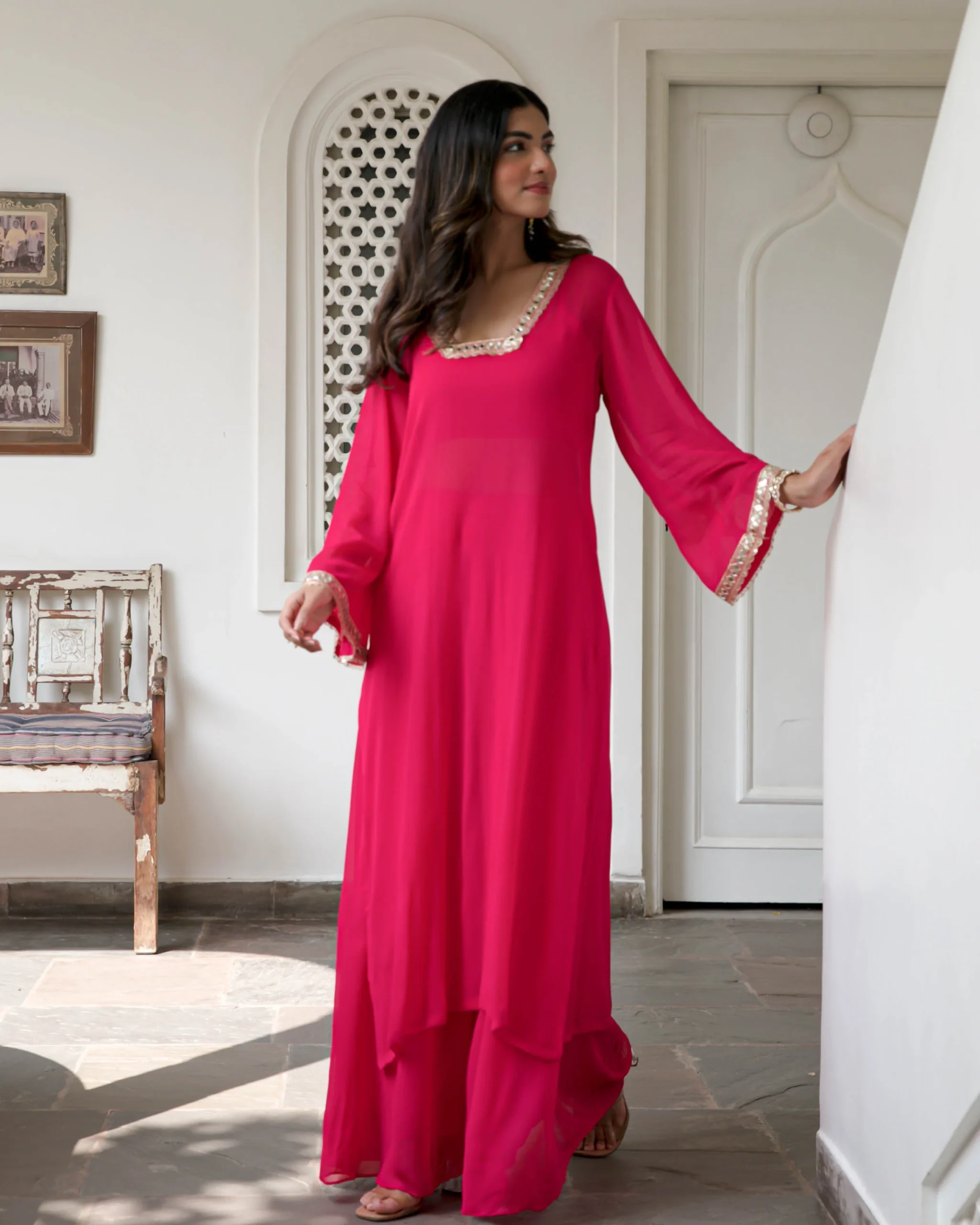 pink georgette kurta pants pink georgette kurta pants