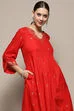 red foil printed gathered a line kurta