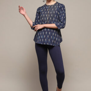 indigo cotton blend solid churidar